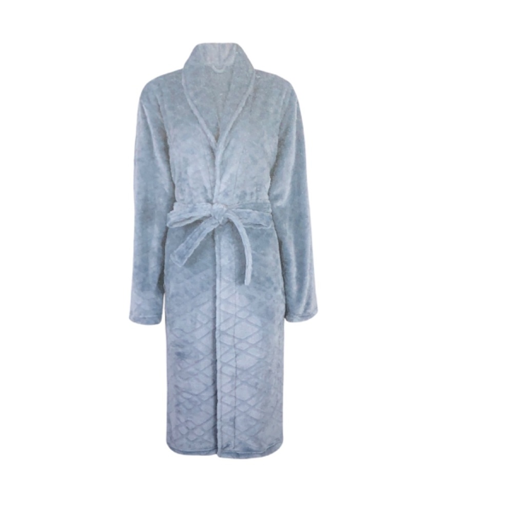 Wayland Square Ultra Soft Plush Flannel Bath Robe, Light Blue OSFM
